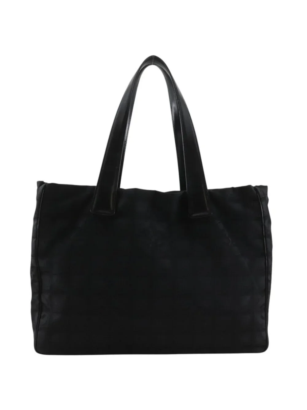 Chanel New Travel Line Tote Bag MM Nylon Canvas Black